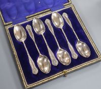 A cased set of six Edwardian silver teaspoons, William Hutton & Sons, London, 1909.