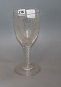 A large wheel engraved glass goblet height 26cm