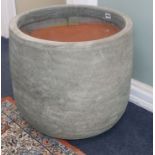 A pair of grey glazed circular garden planters Diam. 50cm