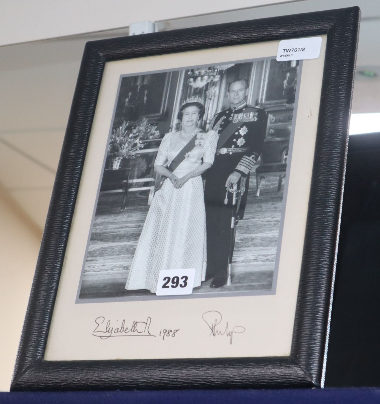 Royal Interest, a full-length formal photographic portrait of the Queen and Prince Philip, signed