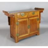 A Chinese padouk wood cabinet W.124cm