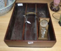 A Georgian mahogany cutlery tray and a cast brass watch stand