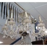 A cut glass eight-light chandelier (faults)