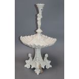 A Naples white glazed porcelain centrepiece height 52cm (a.f.)