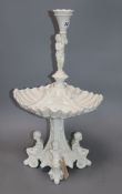 A Naples white glazed porcelain centrepiece height 52cm (a.f.)