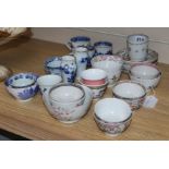 A group of Chinese famille rose and blue and white tea and coffee wares, 18th century and later
