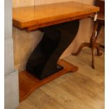 A Modernist burr maple console table W.110cm