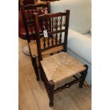 Two early 19th century Lincolnshire spindle back rush seat chairs