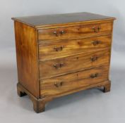 A George III mahogany chest, of four graduated long drawers, on bracket feet, W.3ft 2in. D.1ft