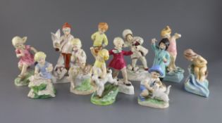 A set of twelve Royal Worcester figures of the Months, modelled by F.G. Doughty, black printed