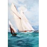 Charles Dixon (1872-1934)watercolour and gouacheThe racing yacht Celestria, 1905signed and dated