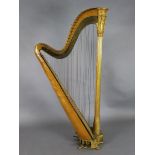 An early Victorian gothic design double action Sebastien Erard giltwood and gesso harp, decorated