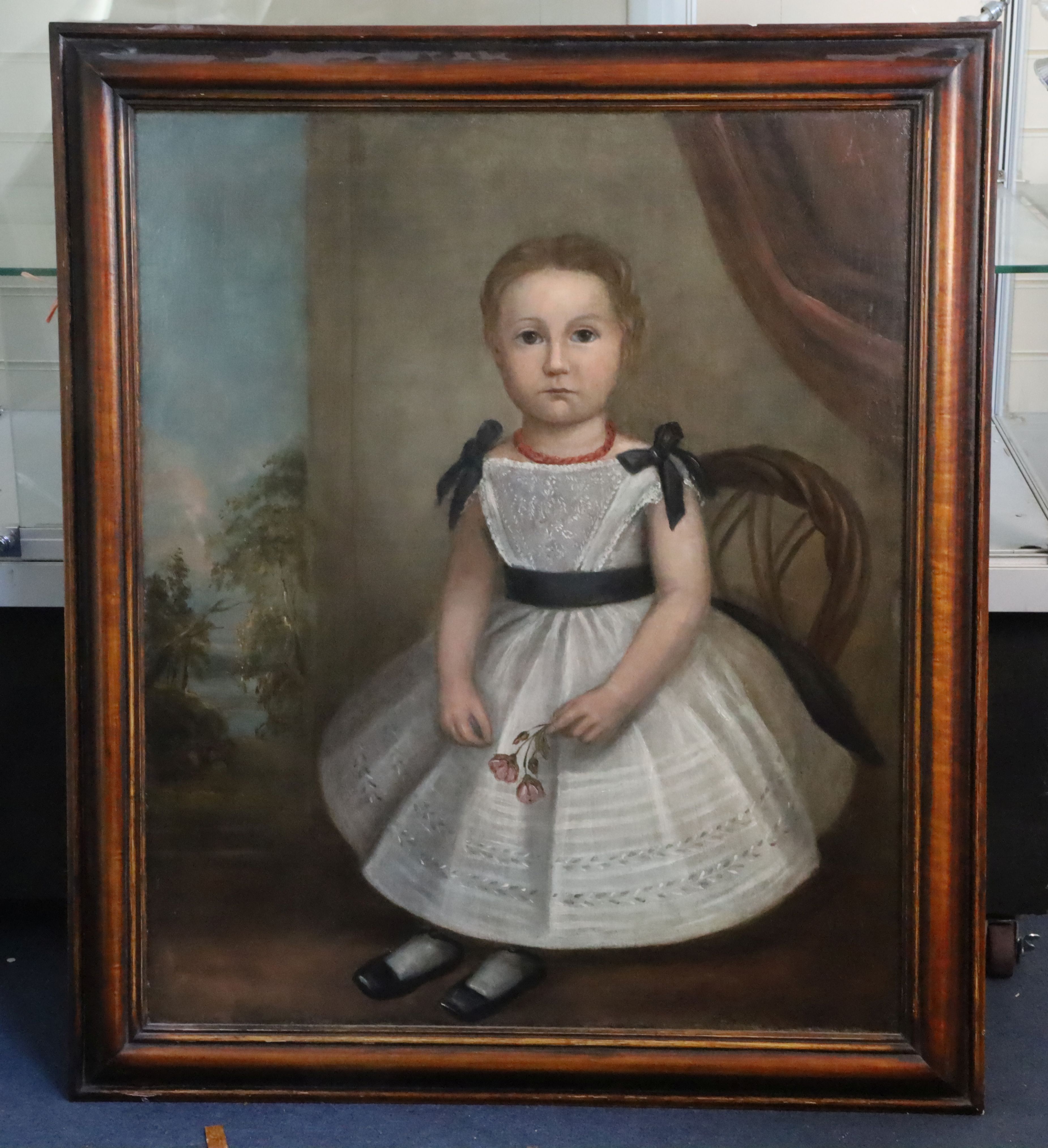 19th century English Primative Schooloil on canvasPortrait of a seated girl29.5 x 24.5in. - Image 2 of 3