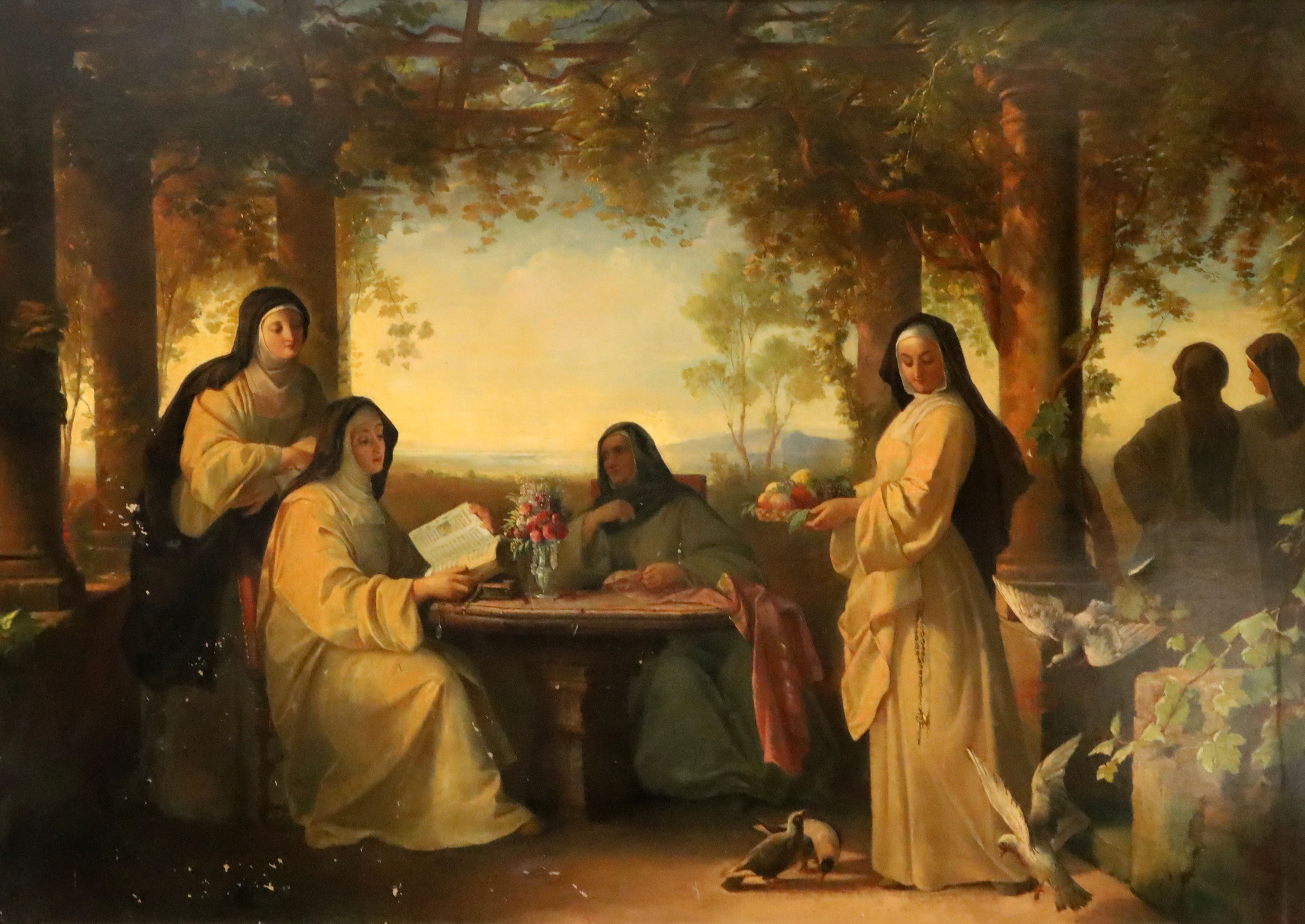 Julius Muhr (1819-1865)oil on canvasNuns on a tarracesigned, Cider House Galleries label verso43 x