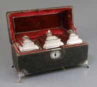 A good cased suite of three late George II silver graduated tea caddies, by Pierre Gillois, in