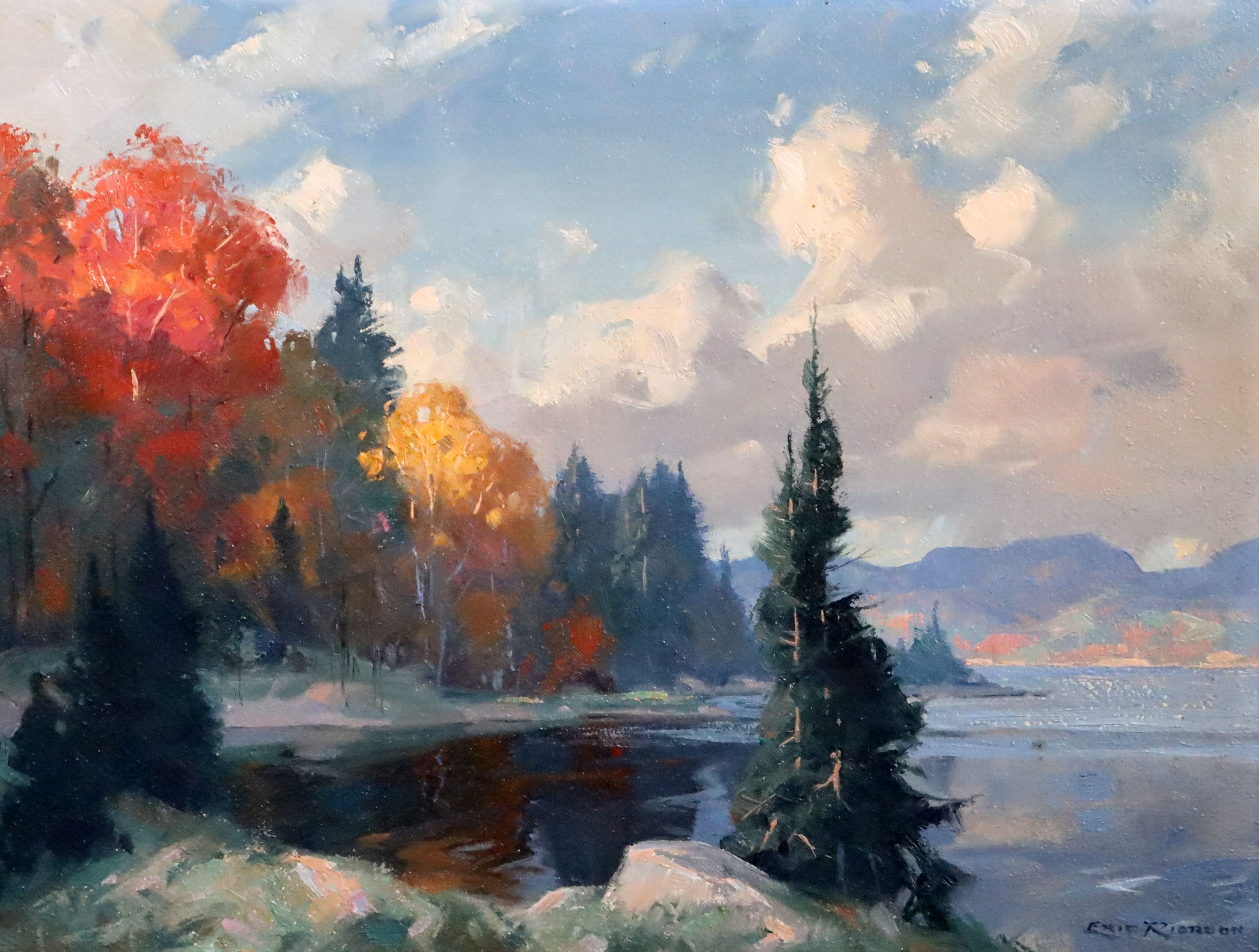 Eric Riordon (Canadian 1906-1948)oil on board'Autumn Day, Lac de l'Achigan'signed, Watson Art