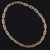 A stylish David Webb 18k gold and platinum chain necklace, with elongated links, signed on clasp,