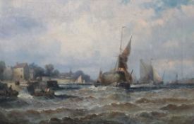 William Thornley (1857-1935)oil on canvasHay barge and other shipping off the coastsigned10 x 15.