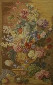 A needlework panel depicting flowers in an urn upon a ledge, worked by Alan Ely, 1939-40 at