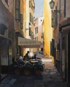 § Jeremy Barlow (b.1945-)oil on board'Restaurant, St Tropez'signed, Llewellyn Alexander label