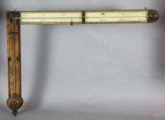 Samuel Lainton of Halifax. An early Victorian mahogany signpost barometer, with printed paper