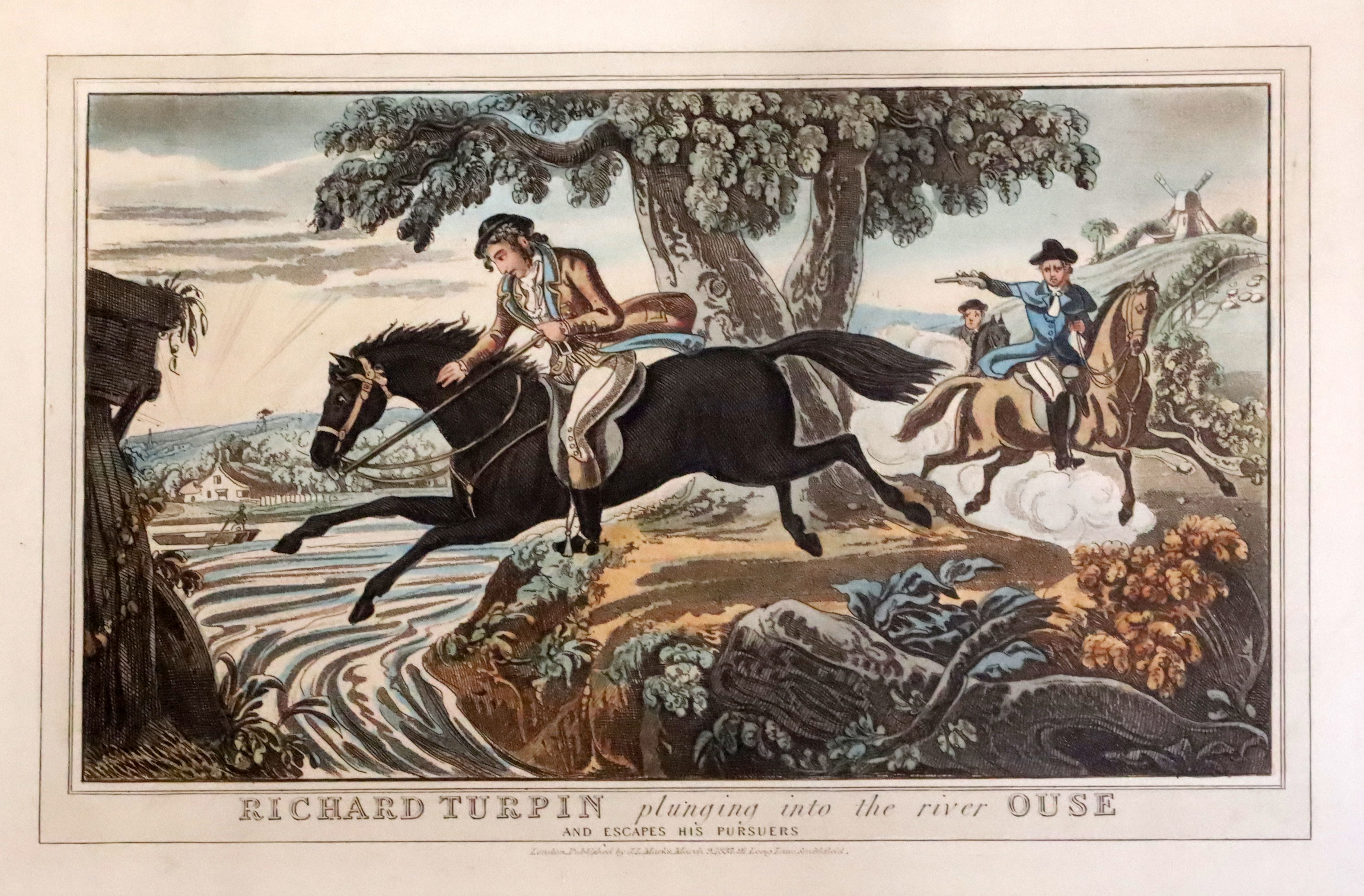 J.L. Markes, Publ., a set of four coloured engravings, Scenes from the Life of Dick Turpin 9.25 x - Image 4 of 4