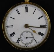 A Victorian 18ct gold keywind open faced pocket watch by E & M Goldston, Edinburgh, with Roman