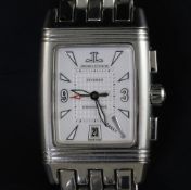 A gentleman's modern stainless steel Jaeger LeCoultre Gran' Sport Chronograph Reverso manual wind