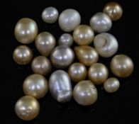 Twenty one loose undrilled natural saltwater pearls with Gem & Pearl Laboratory report dated 21/5/