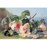 Theude Gronland (1817-1876)oil on panelStill life of roses, pansies and a beetlesigned8.25 x 12in.