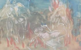 § Pere Pruna O'Ceráns (1904-1977)watercolour and bodycolour'L'Enfer'signed and dated 19294.75 x 7.