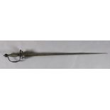 A 17th century English silver and steel hilt Horseman's sword, with wire bound grip, foliate