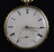 A 19th century engine tuned 18ct gold keywind detached lever open face pocket watch by T & J