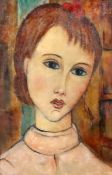 Follower of Amadeo Modigliani (1884-1920)oil on cradled panel'Tête de Fillette 1916'Arthur Tooth &