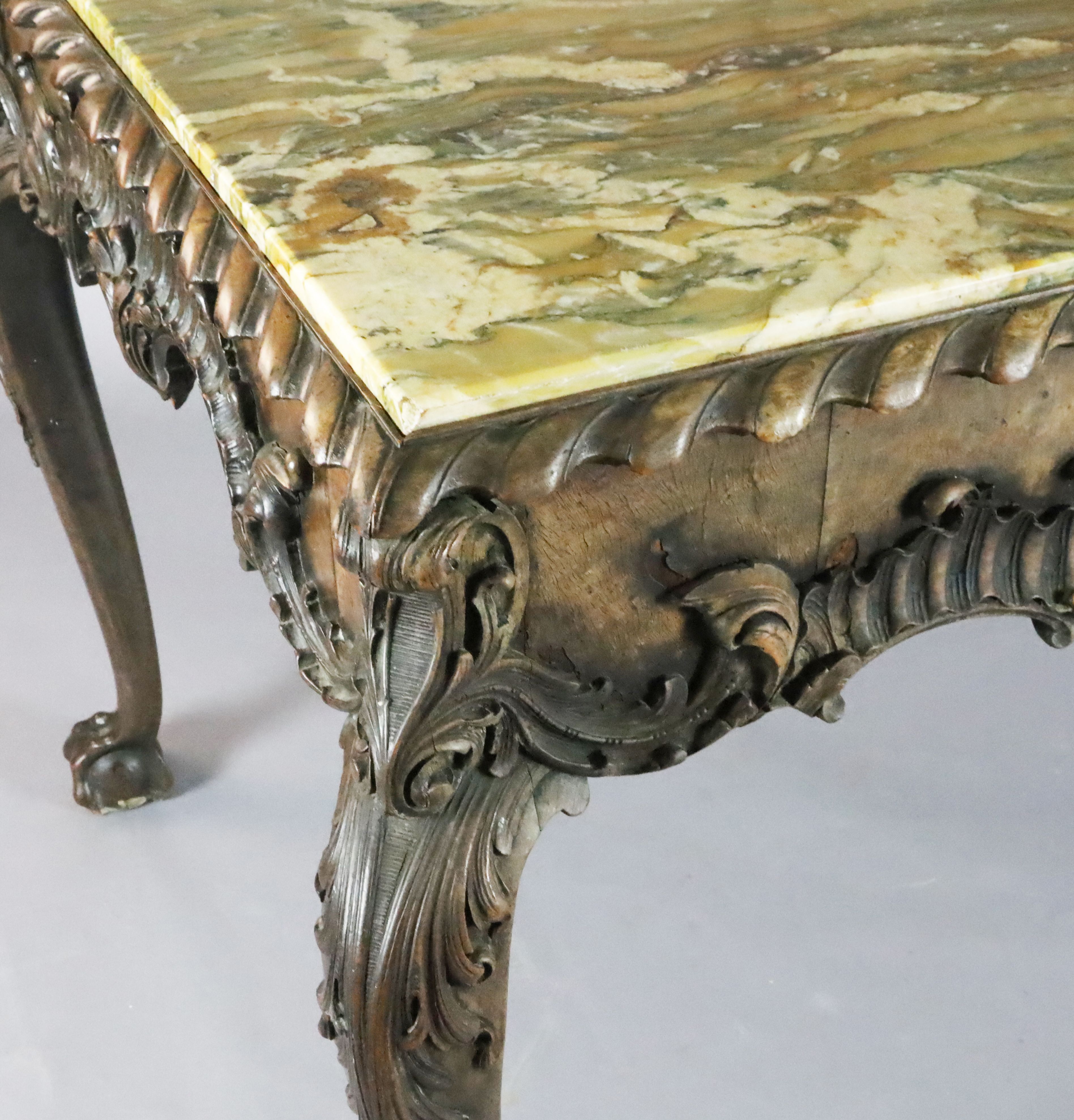 An impressive George II walnut and marble topped centre table, c.1740-50, the inset rectangular - Image 3 of 3