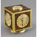 Hermes of Paris. A faux tortoiseshell and gilt metal desk companion, inset with a compass,