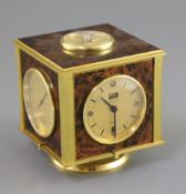 Hermes of Paris. A faux tortoiseshell and gilt metal desk companion, inset with a compass,