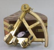 A 19th century Troughton Simms brass double framed sextant, made for Lieutenant Colonel Hodgson,