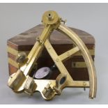 A 19th century Troughton Simms brass double framed sextant, made for Lieutenant Colonel Hodgson,