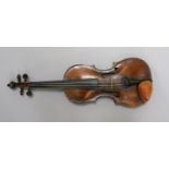 An English violin, by Whitaker, London violin, late 18th century, the two piece back with medium