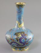 A Chinese cloisonne enamel bottle vase, 18th/19th century, decorated with dragons chasing a