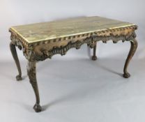 An impressive George II walnut and marble topped centre table, c.1740-50, the inset rectangular