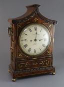 Heselwood of York. A Regency brass inset mahogany bracket clock, with painted dial and unsigned twin