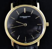 A gentleman's 18ct gold Vacheron & Constantin manual wind dress wrist watch, with black dial and