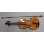 A French violin supplied by Antoine Curtil, Paris, c.1900-10, the two piece back of medium curl,