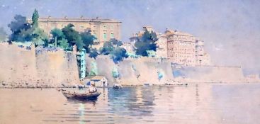 Angelos Giallina (Greek, 1857-1939)watercolourWaterfornt scene, Corfusigned8.75 x 17.5in.