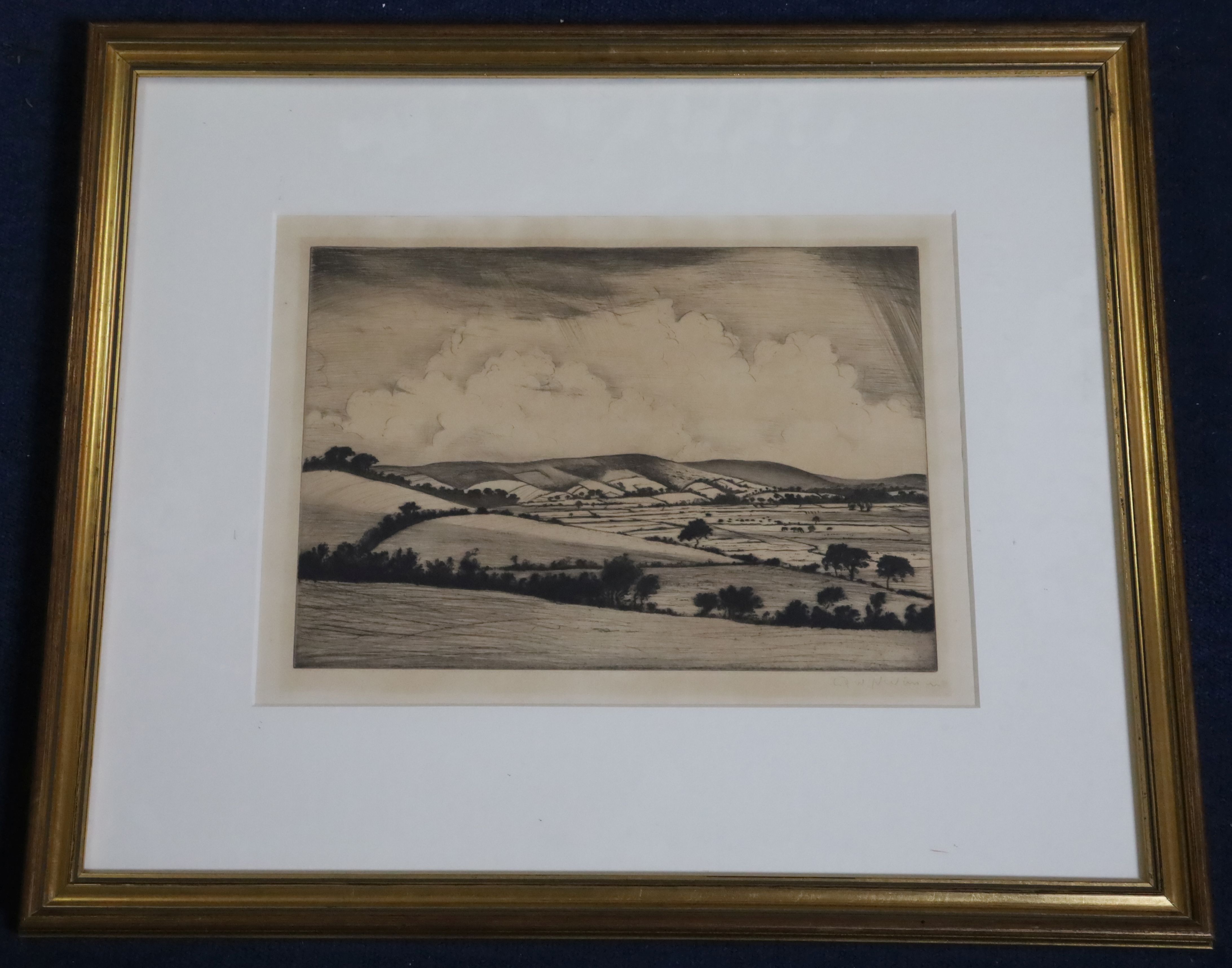 § Christopher Richard Wynne Nevinson (1889-1946)drypoint etchingValley in the South Downs ( - Image 2 of 2