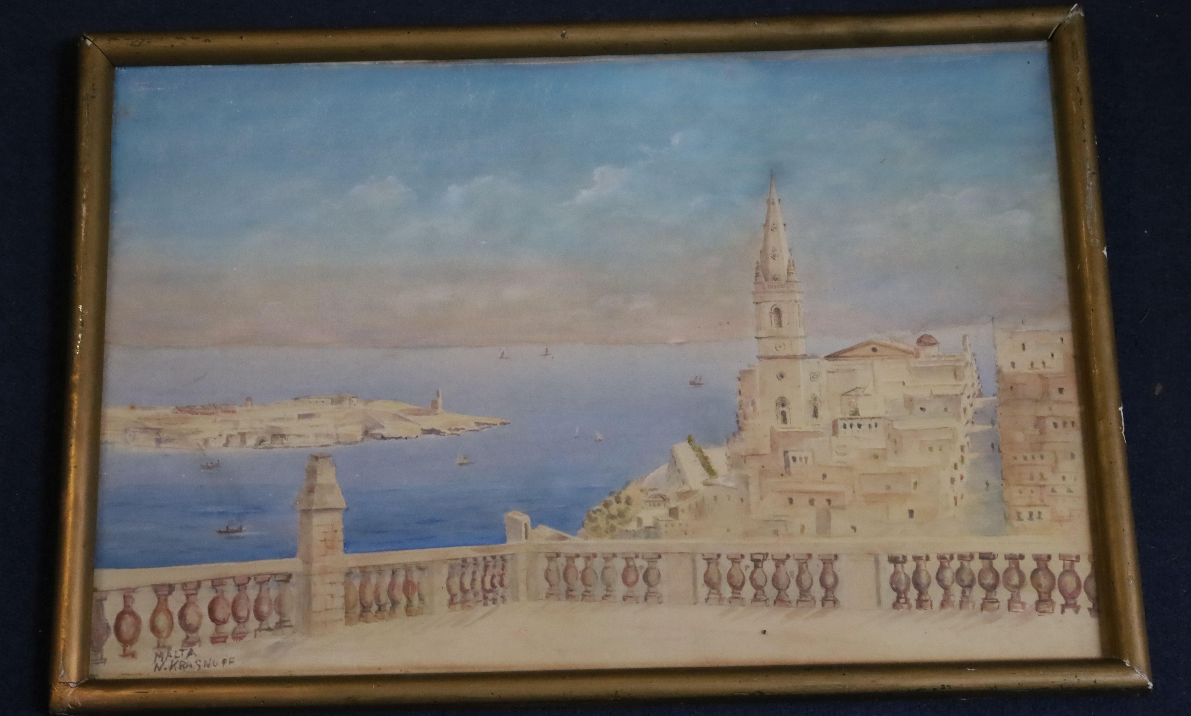 Peter Nicholas Nikolaevich Krasnoff (1869-1947)watercolourAnglican Church, Valetta, Maltasigned14 - Image 2 of 3