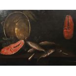 17th century Dutch Schooloil on wooden panelStill life of fishes, salmon and a brass pan18 x 23.5in.