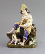 A Russian Porcelain Figure of a Shepherd and His Dog, The Kornilov Brothers Manufactory, St.